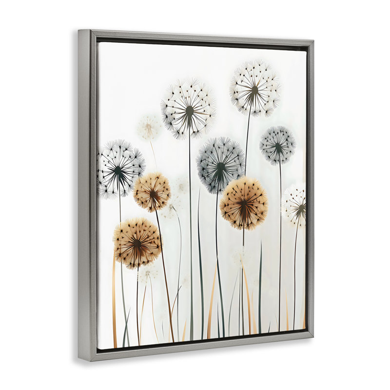 Cadre flottant rustique avec pissenlits, design Creative Studio, Cadre flottant gris lustré, H 31 po x l 25 po