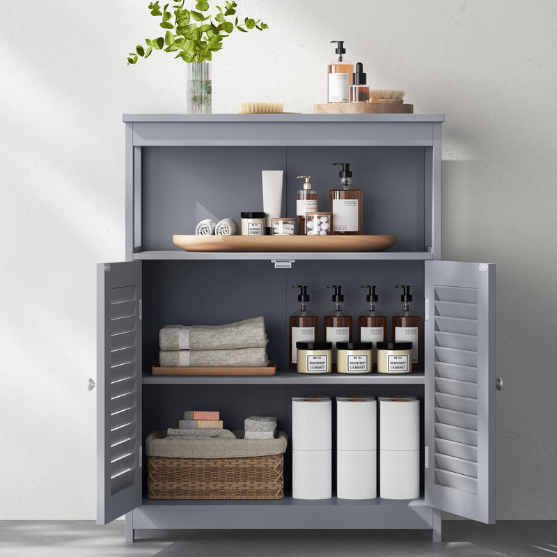 Armoire de salle de bain avec portes à double volet, Gris colombe