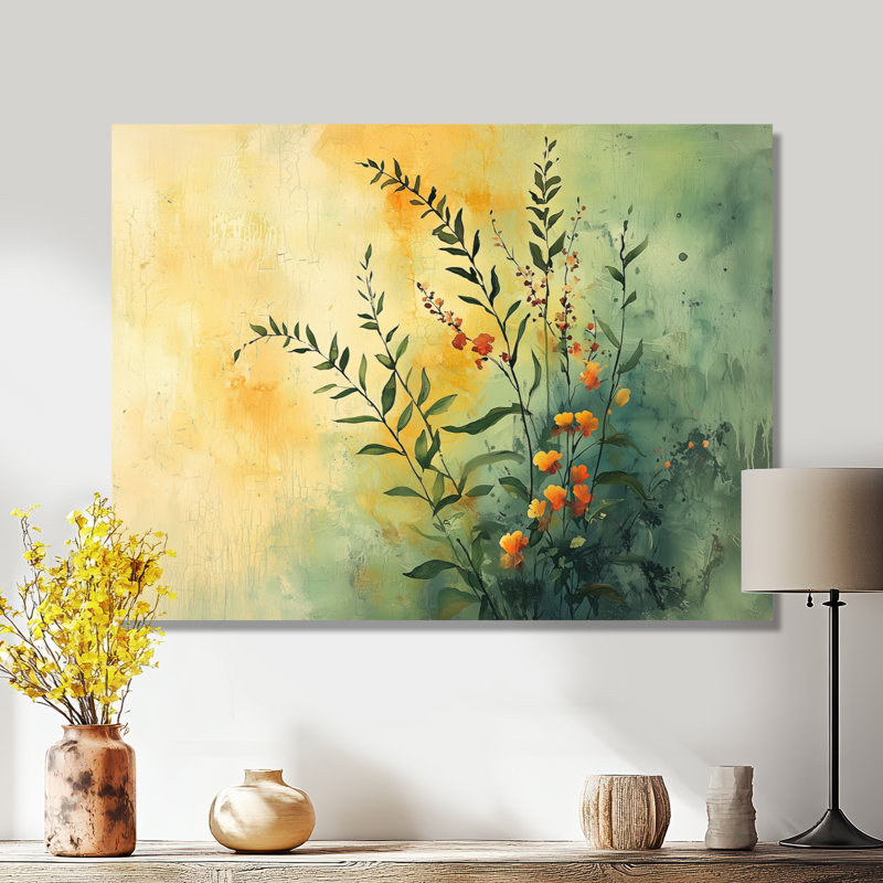 Herbes au soleil de l'été III - reproduction d'herbes sur métal, H 12 po x l 20 po