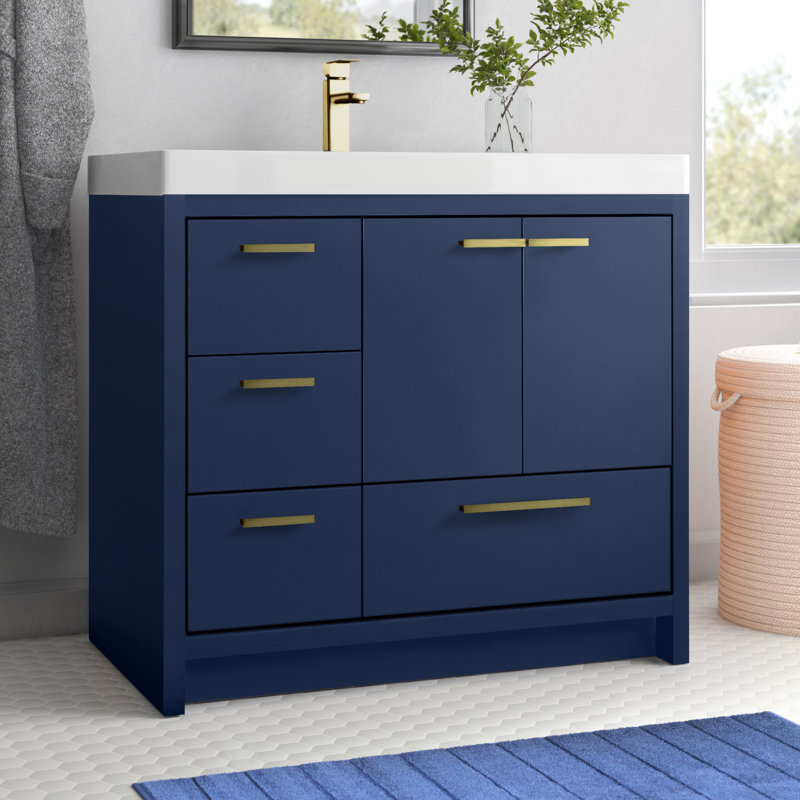 Southmead 36'' Single Bathroom Vanity with Resin Top, Blue