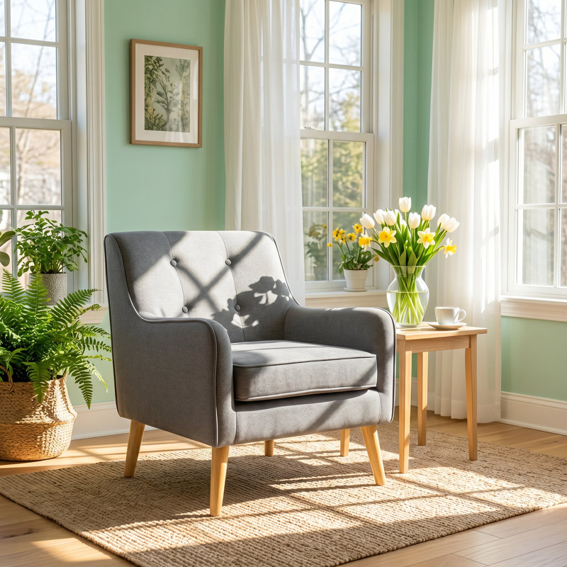 Christopher Knight Home® 25" W x 29.5" D x 30.5" H Charcoal Fabric Tufted Mid-Century Modern Arm Chair