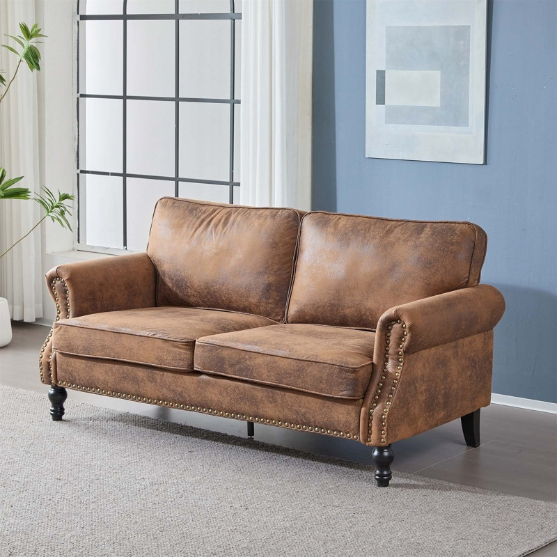 Comfortable Faux Leather Sofa for Living Room, Enhancing Home Ambiance