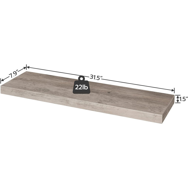 Caoilinn 2 Piece Floating Shelf, 1.5" H x 31.5" W x 7.9" D