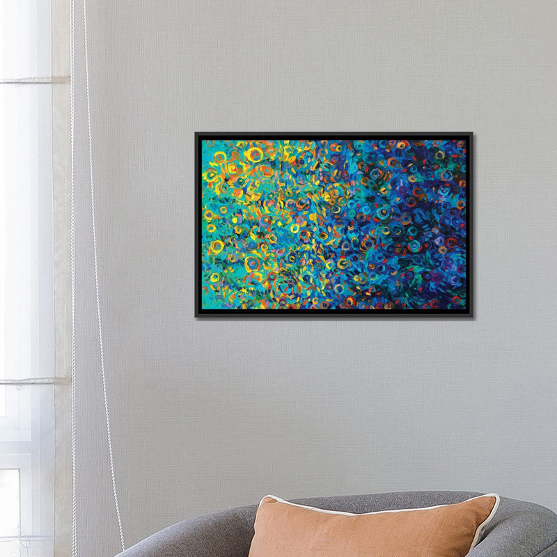 " Beach Glass " by Iris Scott, 18" H x 26" W x 1.5" D, Black Framed Canvas, No Mat