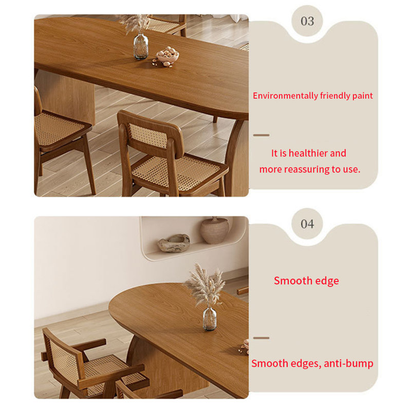 Ensemble de table de salle à manger moderne en bois massif ovale, H 29,5 po x L 86,6 po x l 39,3 po