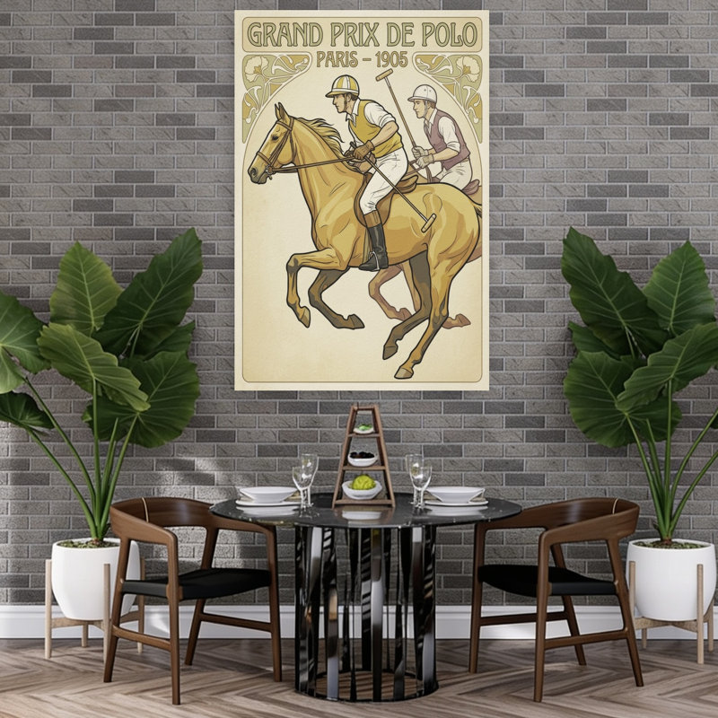 «Paris 1905 Polo Match Classic Elegant Retro Horse», art mural