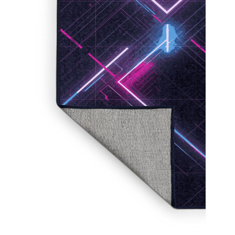 Tapis géométrique rétro gris lavable à la machine Arverne, Carré 8 pi