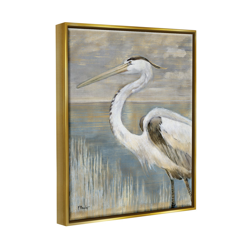 «Heron Bird Abstract Marshland Coast» par Paul Brent - peinture sur toile, H 31 po x l 25 po x P 1,7 po