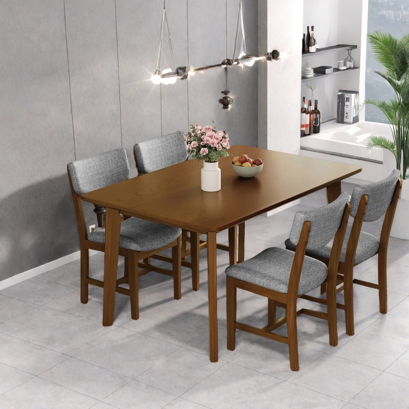 Ensemble de table de salle à manger rustique 5 pièces - Chaises en bois et rembourrées, style maison de campagne compacte