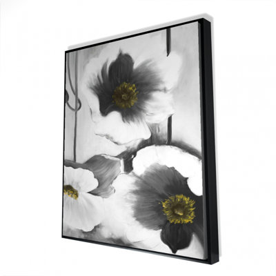 Black And White Flowers Print On Canvas