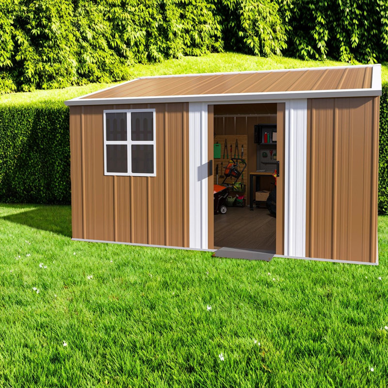 Remise de rangement en métal X10 Ft, style industriel pour l'extérieur