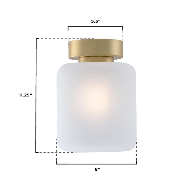 Judd Glass Semi Flush Mount, Champagne Brass, Frosted