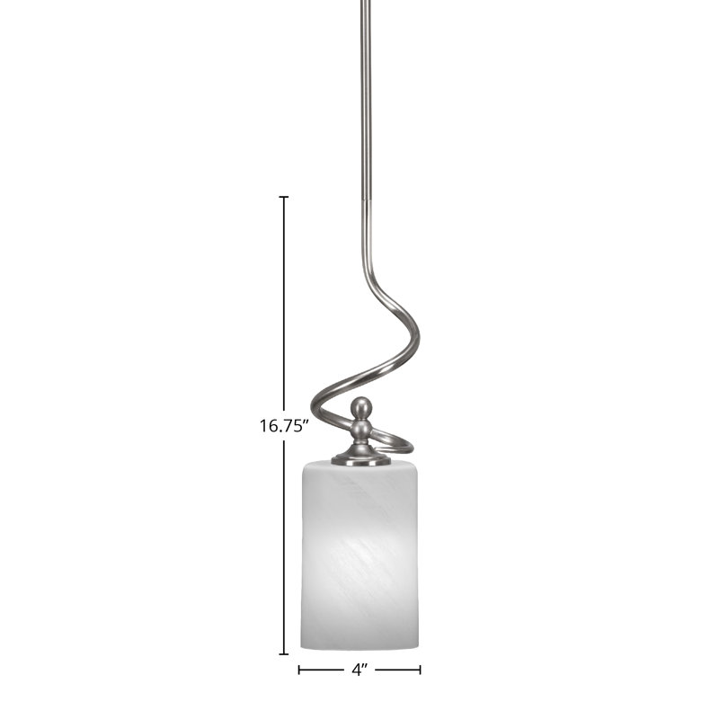 Mini-luminaire suspendu Capri avec verre de marbre blanc 4 po, Nickel brossé