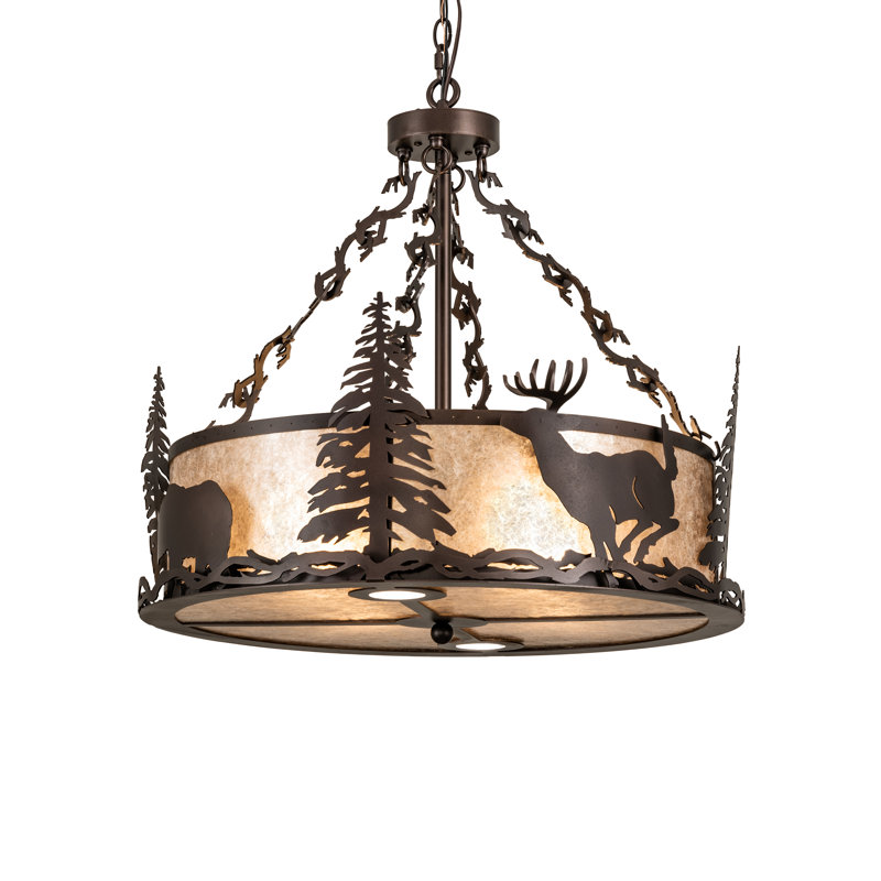 Wildlife 6 - Light Dimmable Drum Chandelier