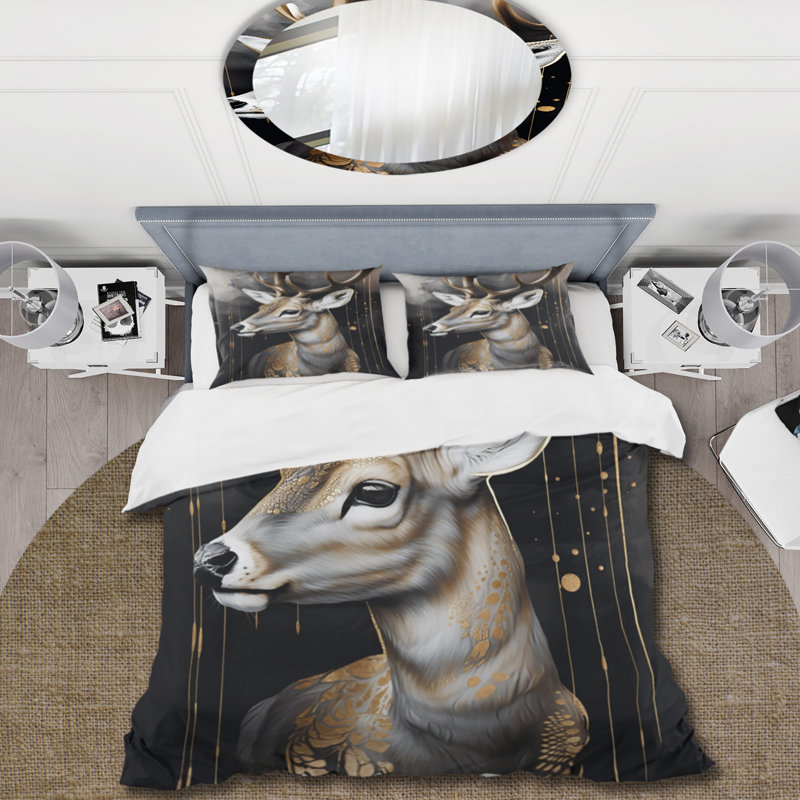 Ensemble de housse de couette en microfibre / polyester Deer Portrait In The Wild