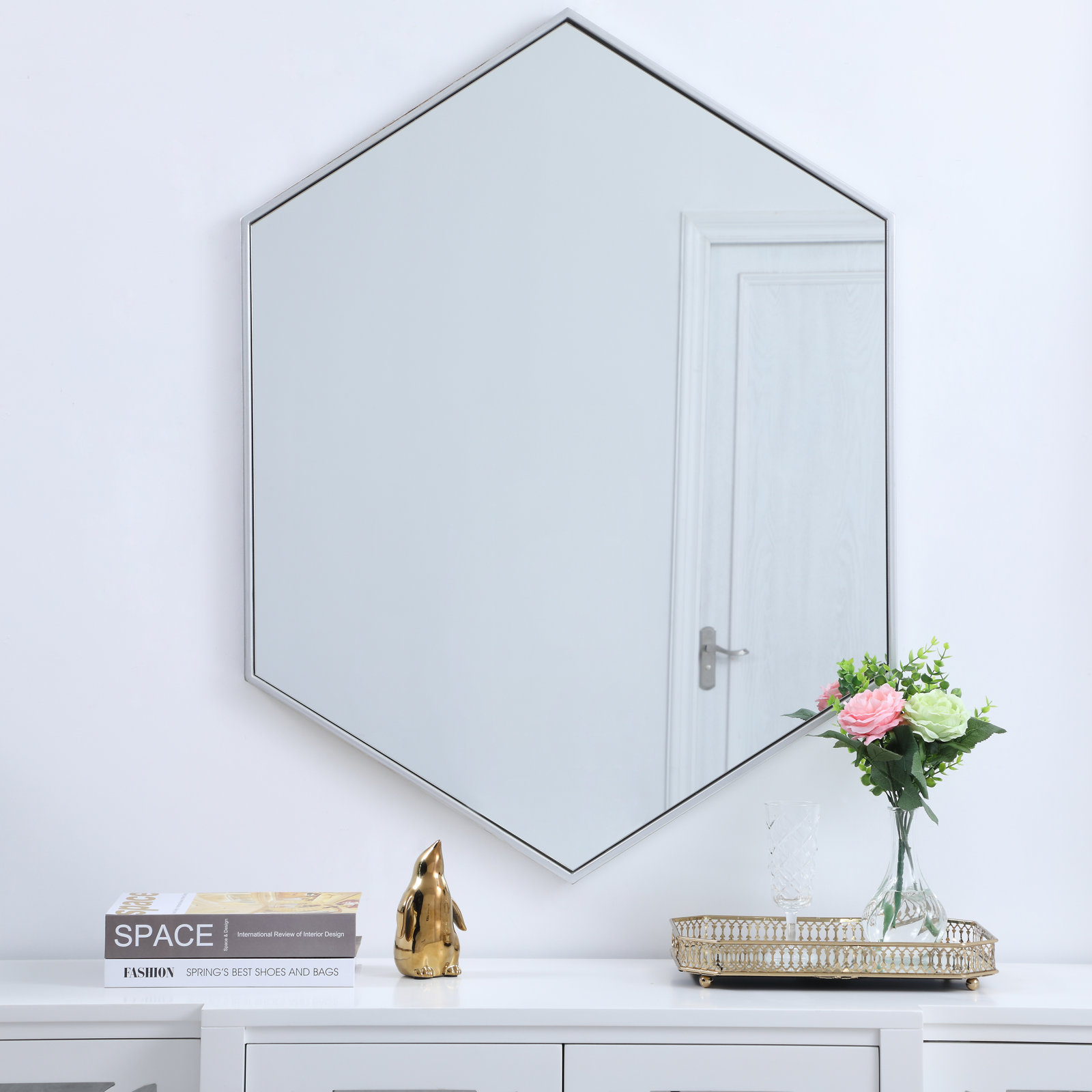 Sabine Accent Mirror, Silver, 40" x 30"