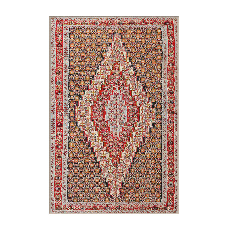 Tapis à motif oriental rouge / brun, Rectangle 7 pi x 10 pi