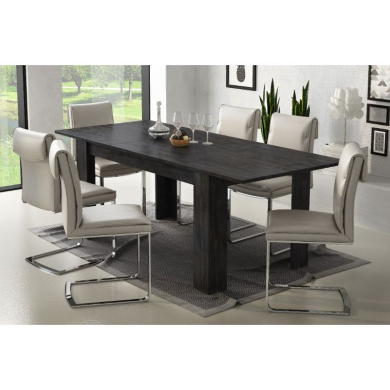 Dishad Extendable Oak Dining Table, Black