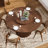 55" Round Dining Table (Walnut) Seats 6 - Wooden Dining Table With Double Storage Shelves, Rotating Tray, And Wavy Sliding Door - Suitable For Dining/Living Rooms-2089943571