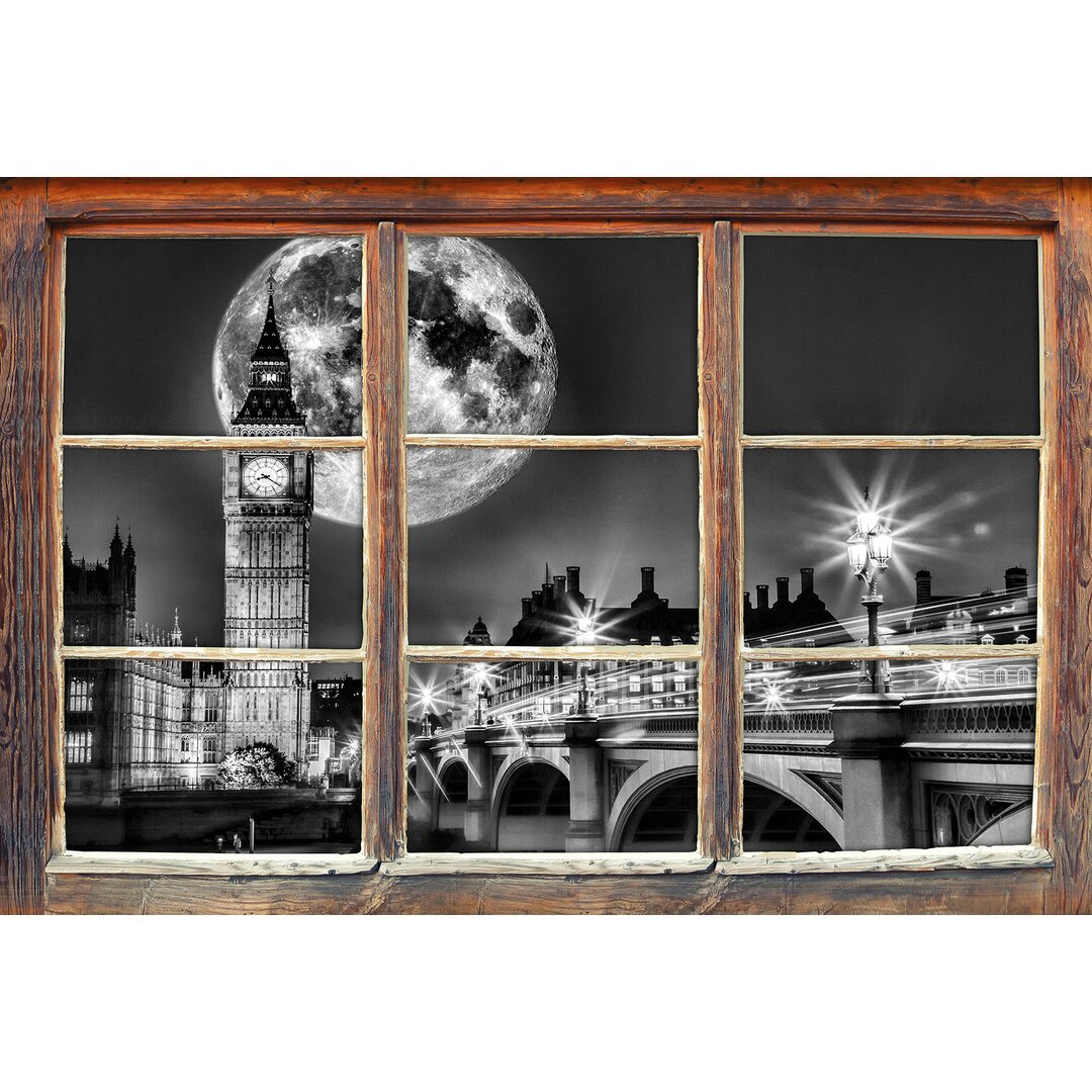 Wandtattoo Big Ben vor großen Mond in London