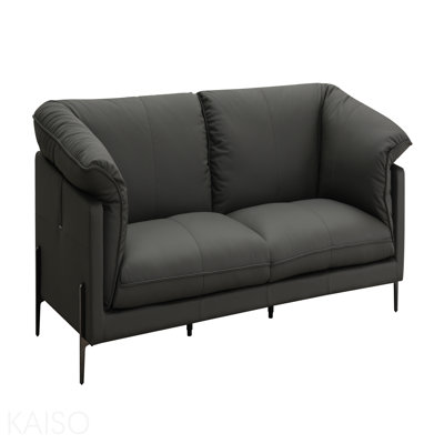 Black Top Grain Leather Sofa