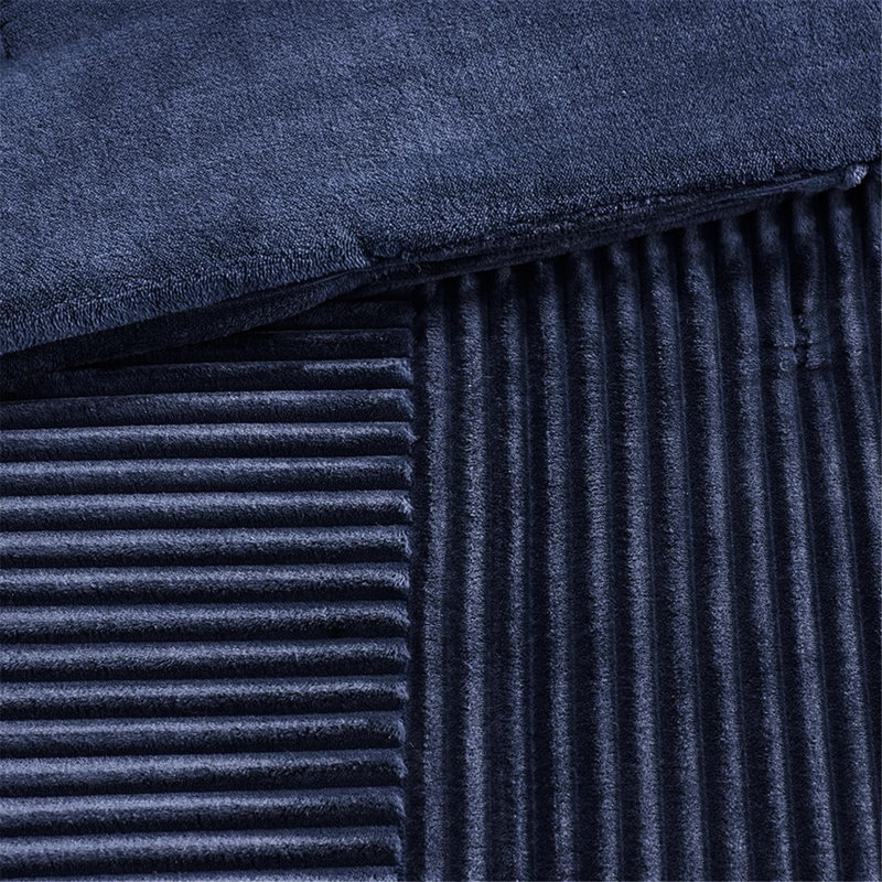 Navy Blue Comforter For Full/queen Bed - , Ribbed Top, Solid Bottom, Machine Washable, With 1 And 2 Shams Navy, Content, Exterior, Reverse, Includes