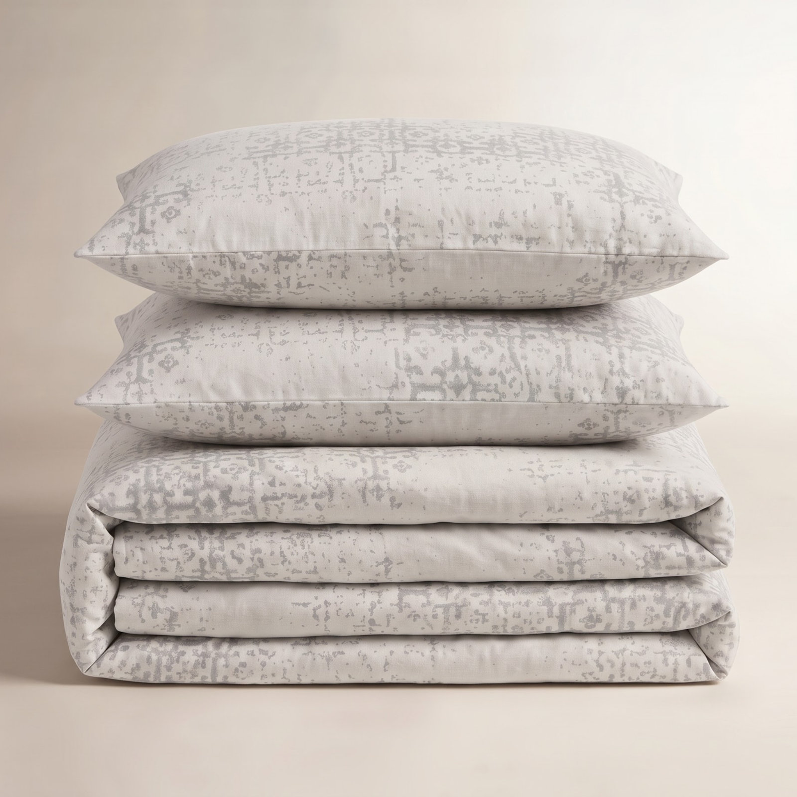 Aneta Handwoven Cotton Duvet Cover Set, Full/Queen, Light Gray