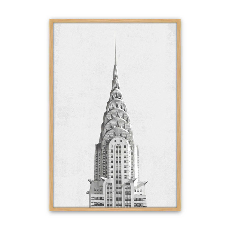 «Chrysler Building NYC», reproduction d'art, Tanné, H 49,5 po x l 33,5 po, Papier avec cadre ouvert sans passe-partout