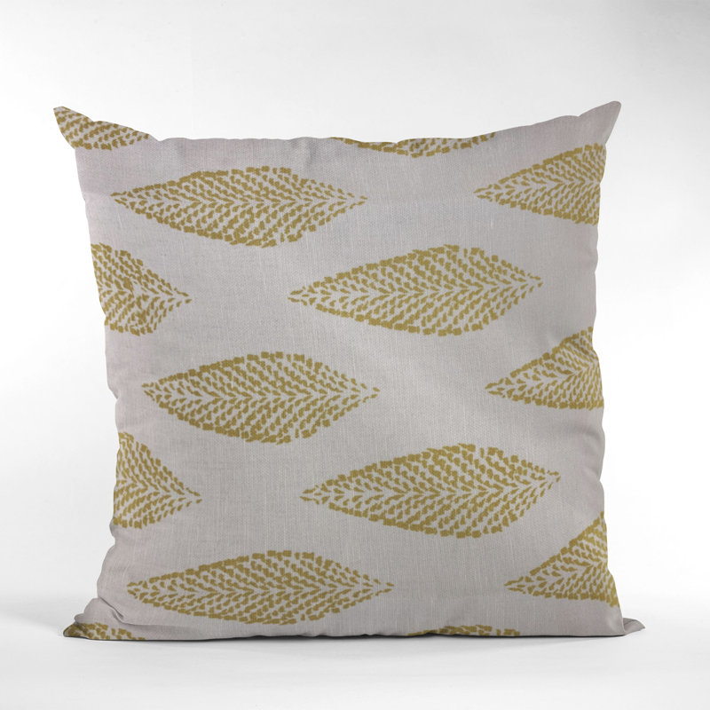 Large Leafs Linen Indoor/Outdoor Pillow Cover & Insert, 20" x 20", Beige, Green
