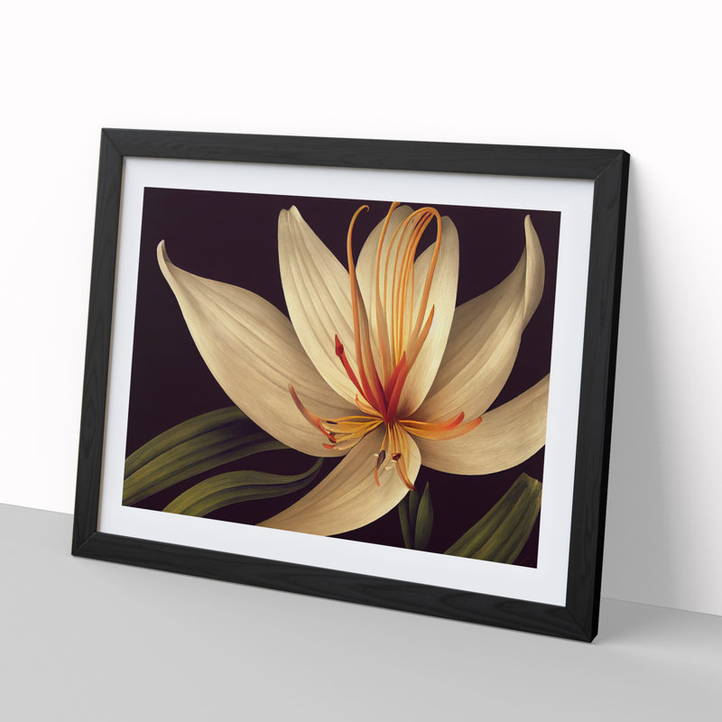 Classic Lily Flower - Framed Print, Black, 34cm H x 46cm W x 2cm D