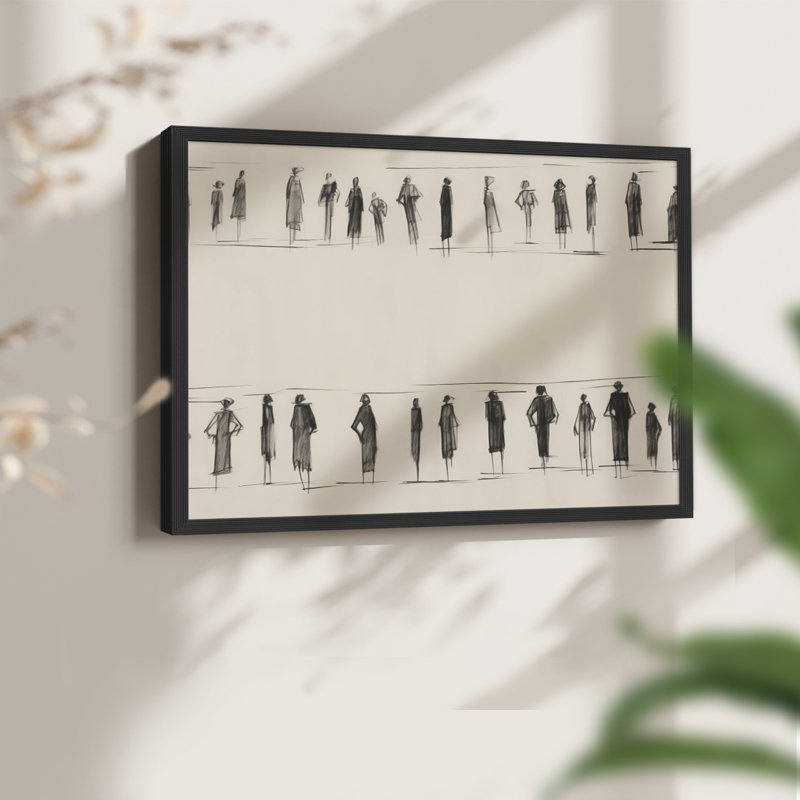 Croquis rétro - LXVII - Reproduction encadrée - Restickable, H 22 po x l 28 po, Noir