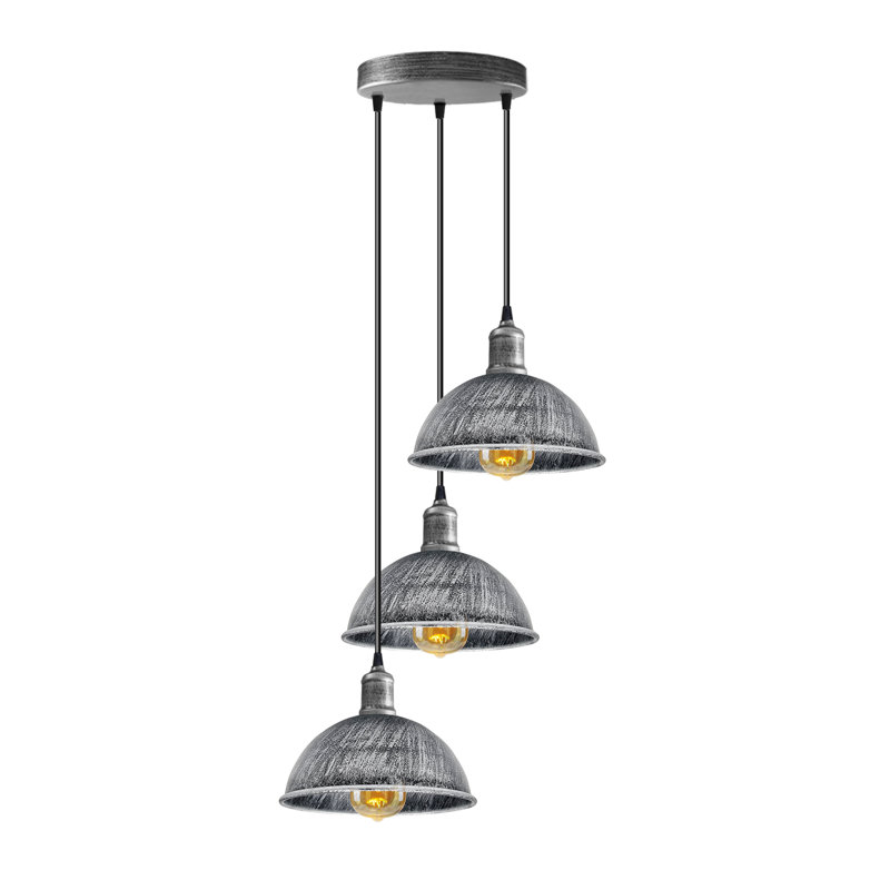 Mikaia 3 - Light Brushed Silver Cluster Pendant, Yes