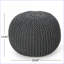 Pouf rond en coton tricoté pour salon | Gris ardoise | Coton
