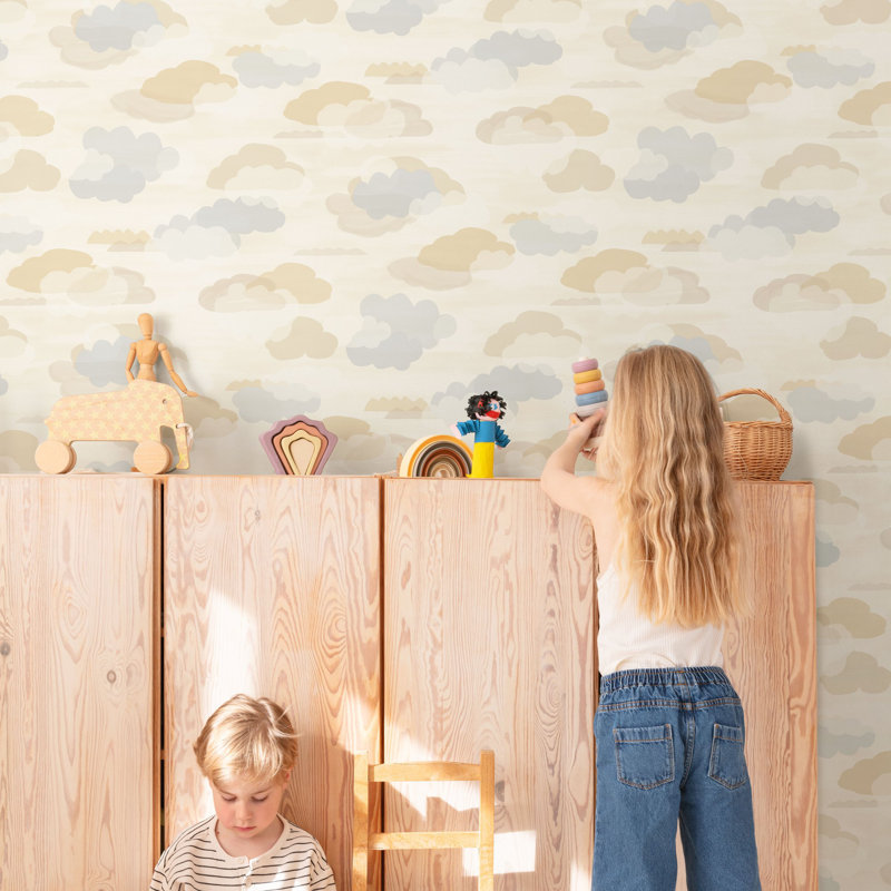 Little Dreamers Collection Clouds Wallpaper Roll, Beige