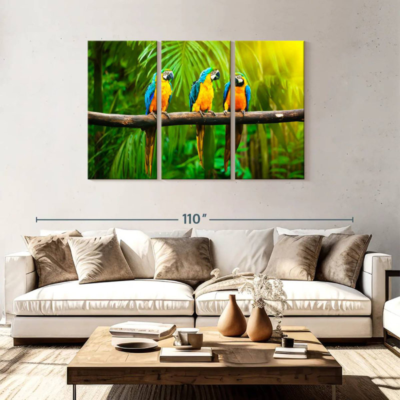Brampt Blue And Yellow Macaws, 48" H x 74" W