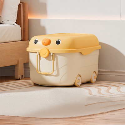 Kids Toy Storage Box Trolley With Lid and Wheels