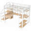 Lit mezzanine double en métal (54 po x 75 po) avec escalier de rangement et amp; Petite garde-robe, aucun sommier requis, soutien solide