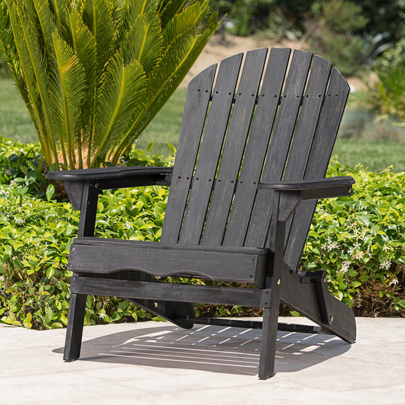 Rustic Adirondack Chair With Foldable Design, Dark Gray