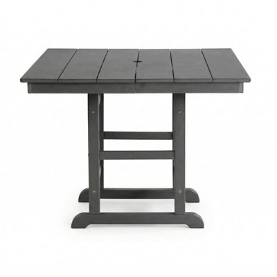 Gray HDPE Folding Square Patio Table, 37.8" All-Weather Outdoor Dining Table