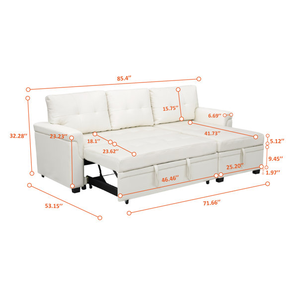 Ebern Designs Allport Sectional Sleeper Couch with Storage Pull Out ...