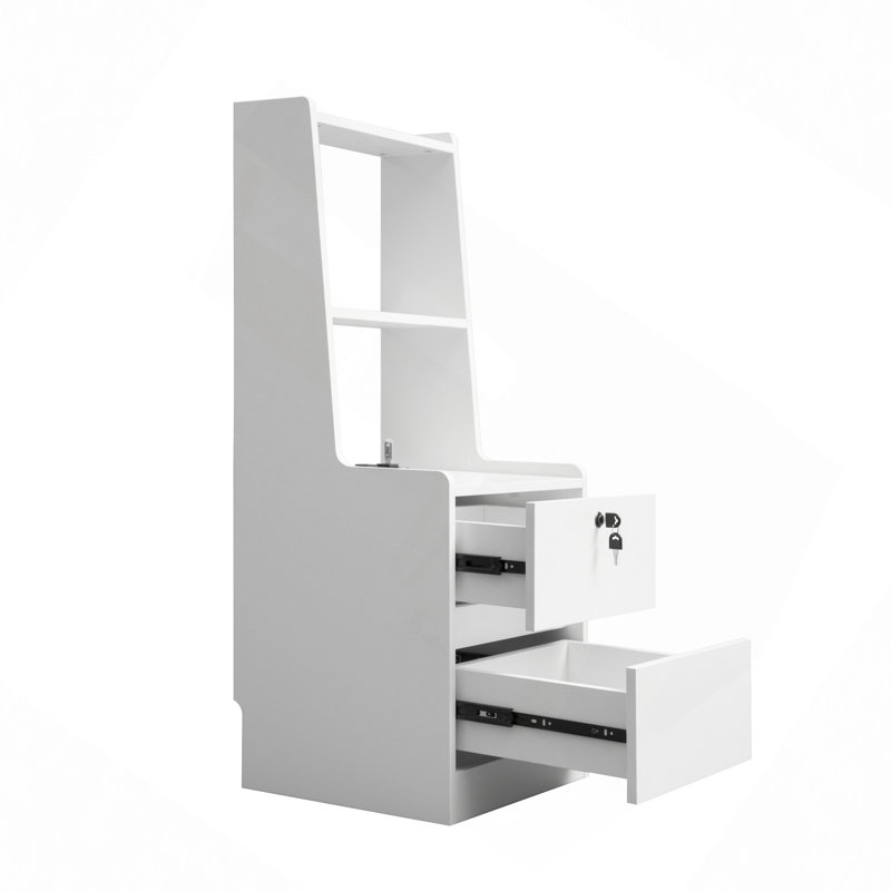 Table de chevet moderne avec bibliothèque, Blanc, Individuel