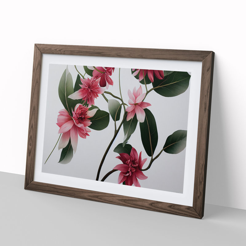 Fine Flowers - Single Picture Frame Print, 46cm H x 64cm W x 2cm D, Walnut Framed