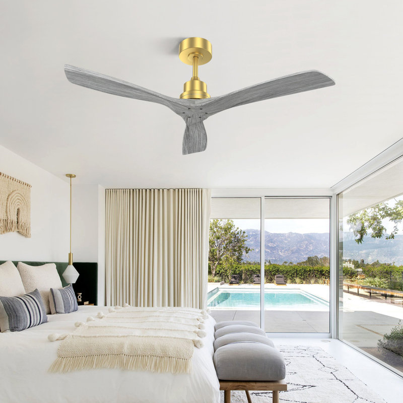 Ventilateur de plafond 52 pouces intérieur sans lumière 3 pales en bois massif télécommande DC Moteur