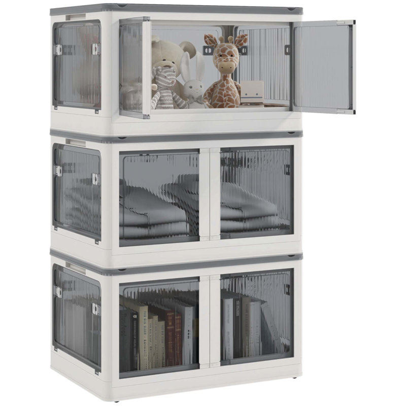 3 bacs de rangement empilables avec couvercles, roulettes et conception pliable pour une organisation et une gestion de l'espace efficaces