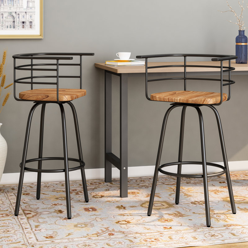 Noelia Swivel Counter Stool with Metal Frame, Dark Brown