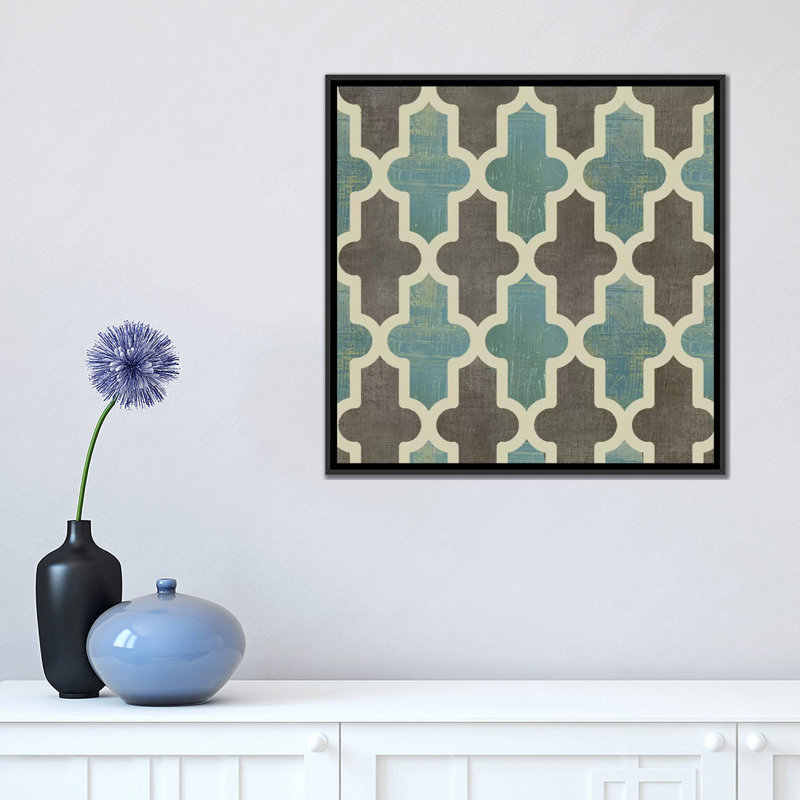 « parisian pattern ii », impression sur toile, H 18 po x l 18 po x P 1,5 po, Toile avec cadre noir, Pas de tapis