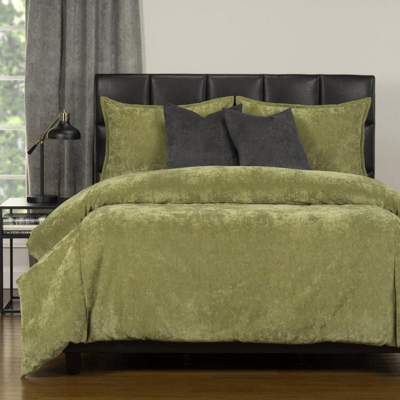 Ensemble de housse de couette et insert Mixology, Housse de couette grand et couette + 2 Taie décor, Olive