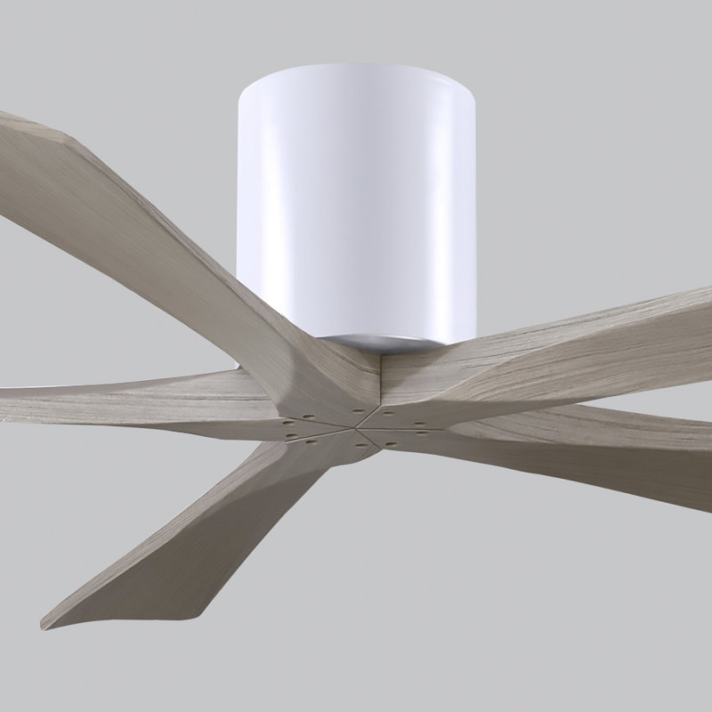 60" Irene 5-Blade Hugger Ceiling Fan with Wall Remote, 60", Polished Chrome, Gray Ash