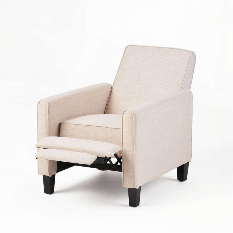 Push Back Manual Recliner Chair, Light Beige