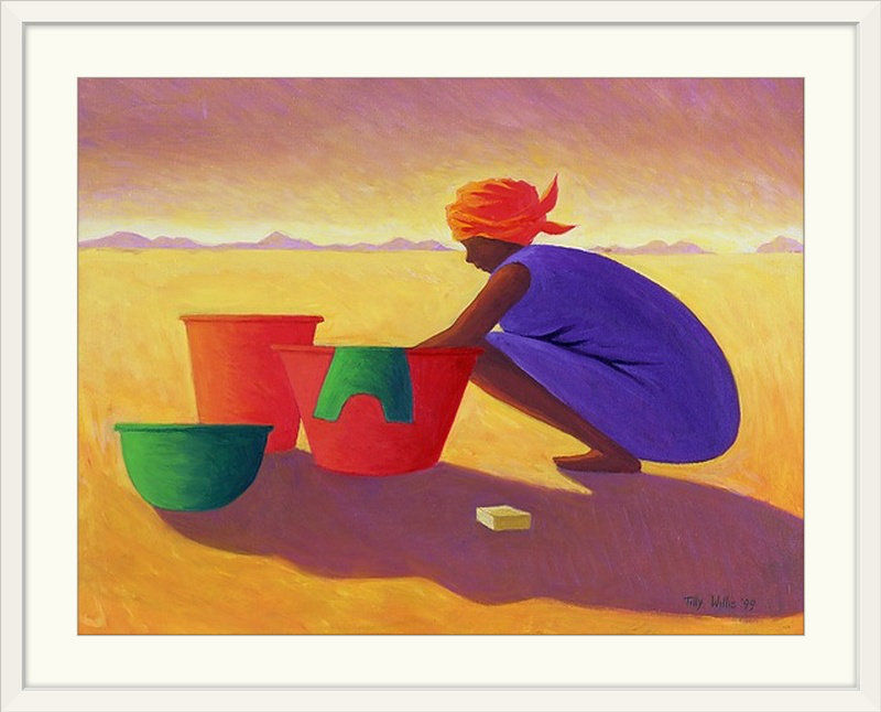 «Driston Washer Woman, 1999» par Tilly Willis, reproduction d'art, H 20 po x l 24 po x P 1 po, Cadre blanc